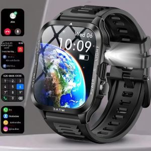 สมาร์ทวอทช์แบตเตอรี่เกรดทหาร 880mAh กันน้ำ IP68 3ATM พร้อม GPS บลูทูธ โทรออก วัดอัตราการเต้นของหัวใจ สำหรับผู้ชาย เล่นกีฬา กลางแจ้ง รุ่นปี 2025