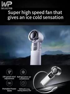 Kipas tangan 🧊0°C super cold wind🧊High Speed Cooling Handheld Fan Portable Mini Fan 100 Speed Levels 9800mAh Turbo fan Kipas mini/tangan Strong wind cooling fan hand fan Recharable Kipas mini viral sejuk 手持风扇小型大风冷风