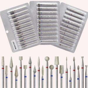 10Pcs/set Diamond Nail Drill Bit Set Nail Diamond Milling Cutter for Manicure 3/32" Burr Electric Nail File Cuticle Remover Tool