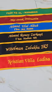 Selempang Wisuda Custom Nama untuk Anak dan Dewasa Bordir Nama