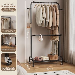 HAOMEIJIA | Dual-bar Mobile Clothing Rack