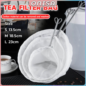 Onisa Reusable Mesh Milk Tea Filter Bag With Handle Steel Ring Cotton Cloth Filter Kitchen Accessories