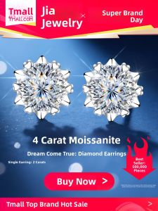 East Beauty | Bông Tai Hình Bông Tuyết 999 Bạc 2ct Moissanite
