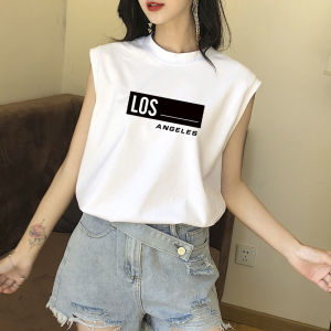 White Cotton Loose Strap Vest Women Summer Sleeveless T-shirt Design Casual Outerwear Casual Top Trendy Ins