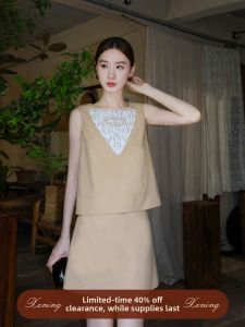 XXNING | Đầm Suit Vintage Pháp Có Viền Ren