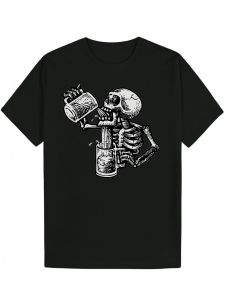 Men Vintage Black Skull Graphic T-Shirt Casual Summer Short Sleeve Breathable Design with Unique Skull Print Men Clothing
