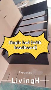 LIVING READY STOCK Wood single bed frame with headboard Length 193cm