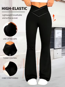 WomenS High-Waisted Leggings - Stretchy Yoga Pants with Tummy Control Non-Slip Grip All-Season Workout Leggings for Gym