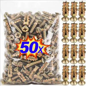 YESPERY 50Pcs Expansion Tube Screws Self Tapping Screw Drilling Plug Wall Anchor Expansion Bolt Fasteners Woodworking Supplies