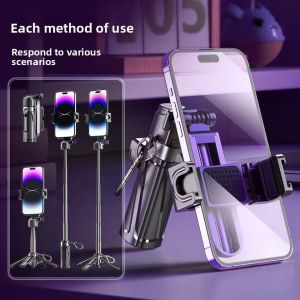 UK Three-in-One Bluetooth Telescopic Selfie Stick Tripod Foldable Phone Holder Stand Handle Grip 360° Rotation Photography Stand With Fill Light