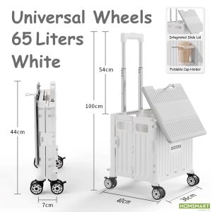 Homsmart New-Generation 5 รถเข็นช้อปปิ้งพับได้🌺B22- 65L🌺พับได้ ฝาสไลด์เปิดปิด หมุน360 องศา เสริมล้อบันไดได้