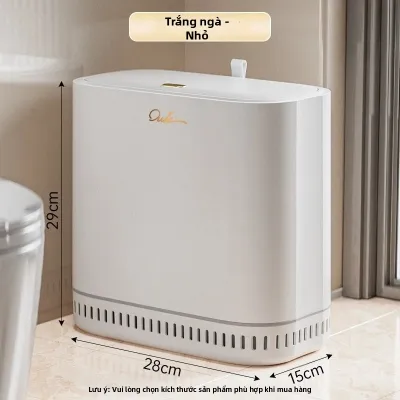 Thùng Rác Nhỏ Gọn Có Nắp Đậy Dùng Cho Nhà Tắm Nhà Bếp Gia Đình Kiểu Mở Bằng Lực Nhấn Có Ngăn Chứa Băng Vệ Sinh Hình Chữ Nhật.