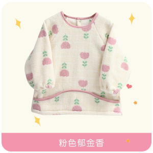 Thickened Velvet Apron for Baby Boys And Girls Eating Waterproof Dirt-Resistant Autumn Winter Warm Coat Childrens Feeding Smock