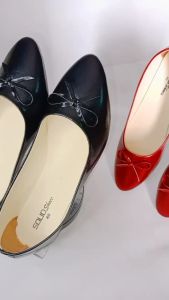 Sepatu Flat Shoes Wanita Flatshoes Glosy Princess Hitam Variasi Pita Murah