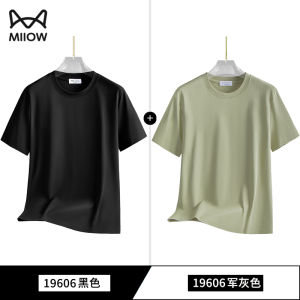 เสื้อยืดแขนสั้นผ้าฝ้ายเนื้อบางระบายอากาศสำหรับผู้ชาย ทรงหลวม ทรงปกติ ฤดูร้อน 2024 แฟชั่นสตรีท สีพื้น