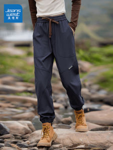 True Weave Mens Soft Shell Waterproof Hiking Pants Spring Autumn Outdoor Workwear Trousers Loose Fit Polyester Elastic Fiber
