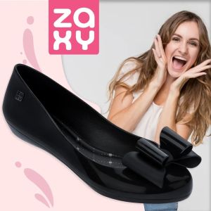 Zaxy Ladies Flat round Toe Jelly Shoes Soft Pad Butterfly Inner Heightening Casual Sweet Style Footwear for Young And Middle-Aged Women