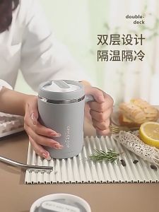 Mug Coffee Cup with Cover Drinking Cup Office 500ml Large Capacity Couple Mug Milk Coffee Cup Stainless Steel Cup