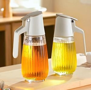 Kitchen Oil Bottle Dispenser Cooking Liquid Seasoning Glass Container Automatic Opening Oil Pot