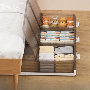 MONLEYTA | Large Capacity Foldable Bed Under Storage Box With Wheels Clothes And Quilt Organization Dustproof Home Use Utility Box