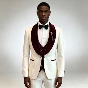 3 Piece Business Men Suits Slim Fit Shawl Lapel Single Breasted Blazer Pants Wedding Groom Business Suits(Jacket+Vest+Pants)