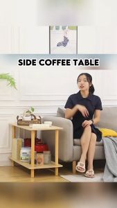 โต๊ะน้ําชากลมขนาดเล็กสําหรับใช้ในบ้าน โต๊ะข้างโซฟาพร้อมที่เก็บของสองชั้นสําหรับห้องนั่งเล่นระเบียงและห้องนอน ของหัวเตียง โต๊ะวางของ โต้ะไม้ โต๊ะ
