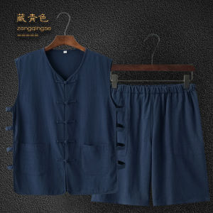 Áo Vest Phong Cách Trung Hoa Mới Bằng Vải Lanh Cotton Mỏng Mùa Hè Cổ Tròn Tay Ngắn Không Tay Cổ Tròn Trang Phục Dân Tộc Thường Ngày