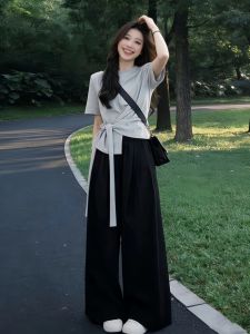 VKSOD | Korean Style Design Short Sleeve Tee and Loose Trousers Two-Piece Set