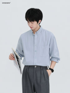 เสื้อเชิ้ตแขนยาวผ้าฝ้ายแท้สำหรับผู้ชาย ทรงหลวมสบายๆ ระบายอากาศได้ดี สไตล์ฤดูใบไม้ผลิ 2024 คอลเลกชั่นใหม่