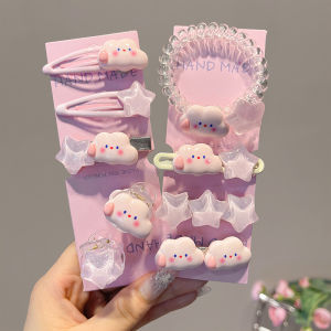 Fashion Angel Girl Korean Sweet Cute Star Shape Hair Clip For Women Fashion Cartoon Pink Cloud Hair Ornament For Student Kids Birthday Gift