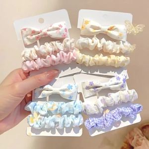 hellocandy | Light Color Fresh Plaid Floral Soft Atmosphere Hair Band Set