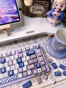 Dasheen Tím Keycap Bàn Phím Cơ tùy biến cá nhân 68/87/108/144 PBT thăng hoa nhiệt vui vẻ chiều cao