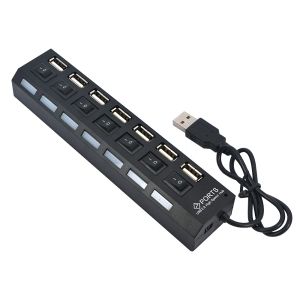Kebidumei | KEBIDUMEI 7 Port USB 2.0 HUB Multi Splitter Expander With Independent Switch USB Dock Station Computer Accessories For PC Laptop