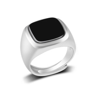 S925 Sterling Silver Natural A-grade Jadeite Ring Mens Adjustable Saddle Ring High-end Gift Fashionable Commute Style