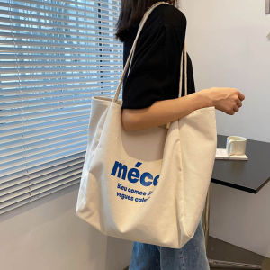 Laid-back Canvas Bag Womens Summer 2023 Single Shoulder Tote Large Capacity Bag Casual Shopping Bag Soft Handle Foldable