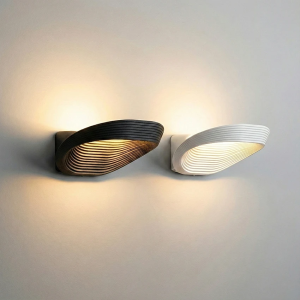 12W Modern LED Black White Wall Light Aluminum Oval Shell Sconce Up Down Warm White Lighting for Bedroom Living Room Hallway