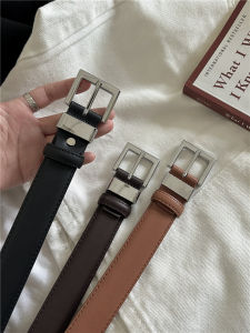 Elegant Silver Semi-Buckle Leather Belt: A Stylish Addition to Your Wardrobe