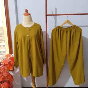 TERKINI Set Crinkle Airflow - Setelan polos setcel / Setcel wanita dewasa xl / One set polos / Setelan crinkle airflow polos kancing tutup / Set polos premium/