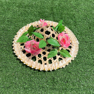 Bamboo Woven Dance Hat Hollow out Dai Flower Children Youth Adult Square Performance Props Stage Show Large Brim Straw Hat