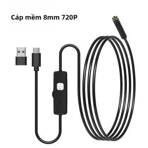 Camera Nội Soi Android HD720P Type-C Ống Kính Chống Nước 8mm Với 6 Đèn LED USB-C Kiểm Tra Đường Ống Ô Tô Borescope Cho Điện Thoại Android PC