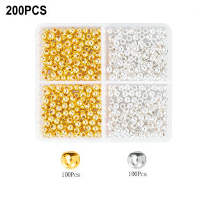 4Colors CCB Spacer Beads Kit in 6 Styles Assorted Round Star Gold Spacer Beads for Bracelet Necklace Making Jewelry DIY Craft