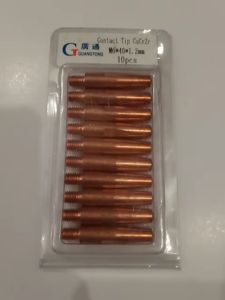 GUANGTONG Contact Tip 1.2mm M6x40mm Isi 10 pcs Type Panasonic Kontak Tip Stang Mig Welding Co Torch 200A 350A 500A GMAW F