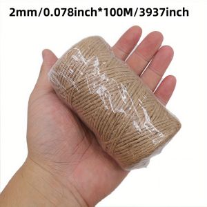 2/3/4mm 100M Natural Jute Rope Cord Twine Ribbon Craft DIY Wedding Jute String Thread Handmade Sewing Party Christmas Home Decor