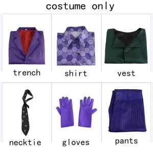 The Dark Knight The Joker Cosplay Costume Clown full set Coat Shirt Vest Tie Suit Outfits Joker Full Set for Halloween Costumes