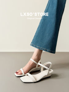French Simple Elegant Fairy Style Leather Open Toe Sandals Wedge