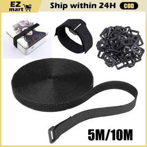 5/10meters Adjustable Fastening Hook and Loop Straps 2/2.5cm Width with Buckles Free Cut Length Straps for Organizer or Storage