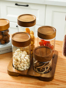 High Borosilicate Glass Tea Leaf Storage Canister Kitchen Food Grade Coffee Storage Set Sealable Container round Shape Home Use