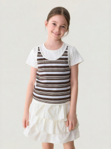 Marc&Janie | Striped Diary Girls Faux Two-Piece T-Shirt