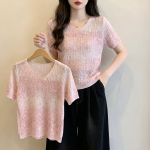 AIYITI | Áo Thun Len Bóng Màu Hồng Ngọt Đẹp Plus Size