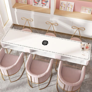 Luxury Leather Tablecloth Waterproof Makeup Desk Mat Easy to Clean High End Feelings Ins Style Long Rectangle Shape Geometric Pattern